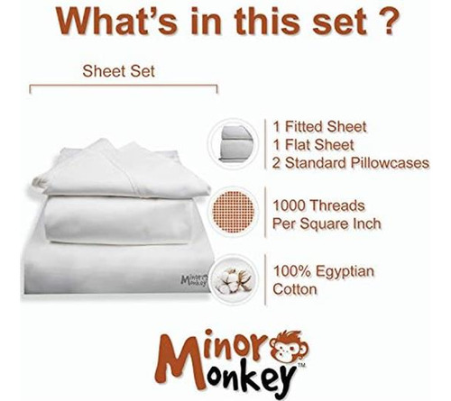Minor Monkey Sábanas Queen 100% Algodón Egipcio ' Sábanas Ma