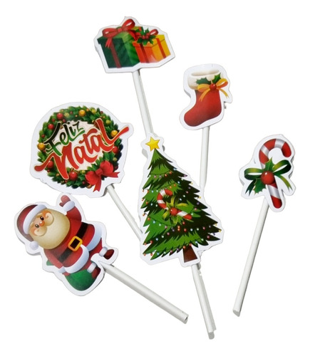 Kit 30 Palito Para Doces Natal Decoração Doces Enfeite Natal