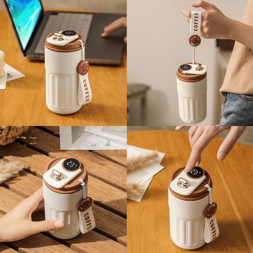 Taza De Viaje De 450 Ml Con Tapa A Prueba De Fugas Y Indicad