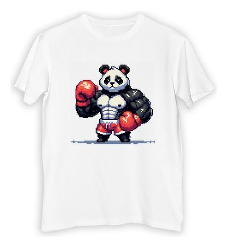 Remera Niño Panda Oso Fight Guantes Box Musculoso