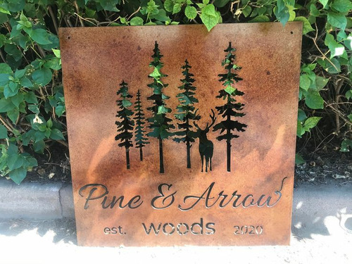 Placa Número Residenciais - Aço Corten - 60x40mm Corten