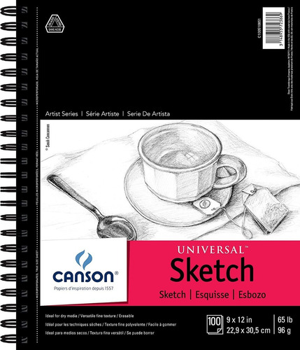 Block Album Canson Universal Sketch Espiral 96 G 22.9x30.5cm