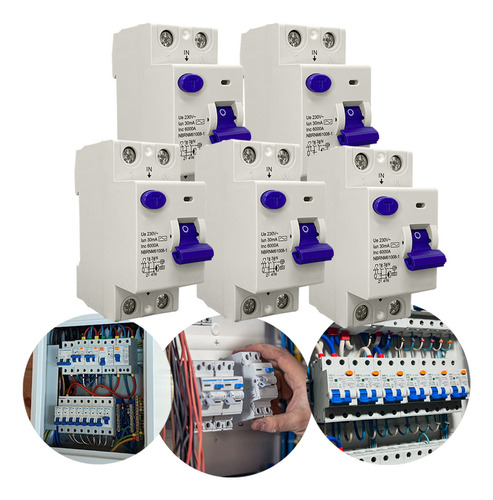 Kit 5 Interruptor Diferencial Residual Idr Bipolar 63a 30ma