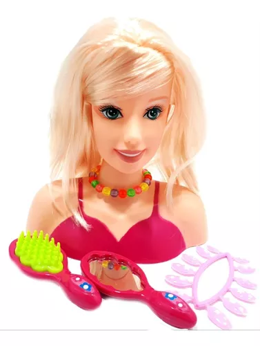 Boneca cabeca busto barbie com acessorios p pentear maquiar 21