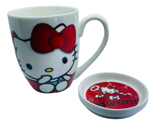 Taza De Porcelana Con Tapa Galletero Hello Kitty Original