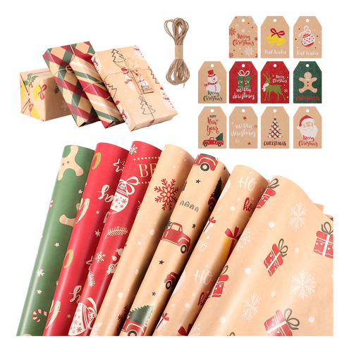 Papel De Envolver Regalos Navideños, Papel Kraft