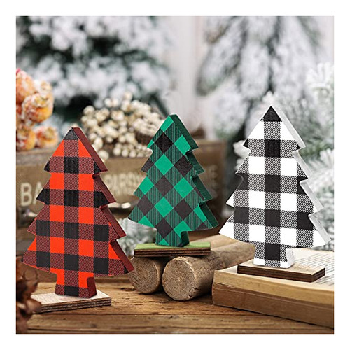 Osnie 3 Piezas Árbol De Navidad Búfalo Plaid Tiered Tgcls