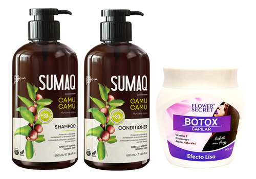 Shampoo Y Acondicionador Camu Camu + Crema Efecto Liso