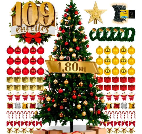 Árvore Natal 180cm Grande Completa Galhos Cheios Enfeite