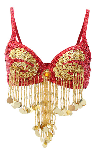 De Danza De Vientre Con Lentejuelas Borlas Colgantes Ropa
