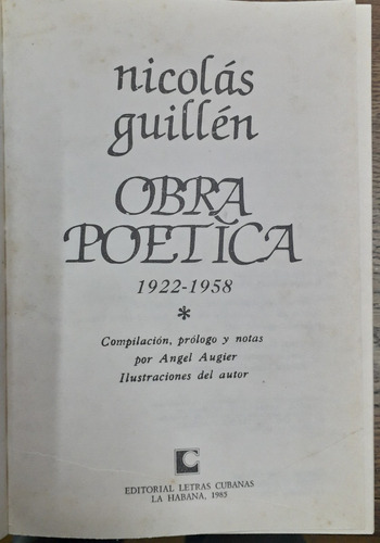 5415 Obra Poética (1922-1958) - Guillén, Nicolás