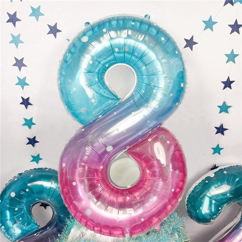 Globo Número 8 Morado Teal 101,6 Cm De Mylar Para Fiestas