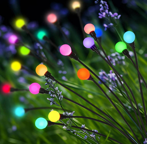 6 Luces Lampara Solar Jardin Luz De Luciérnaga Led 2 Piezas Estructura Warm Light,luces Para Jardin Solares,lamparas Solares Exterior Jardin