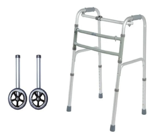 Imagen 1 de 8 de Andador Ortopédico - Doble Funcion-plegable-aluminio+ruedas