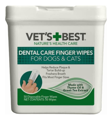 Vet's Best Toallitas Para Dedos De Cuidado Dental | Reduce