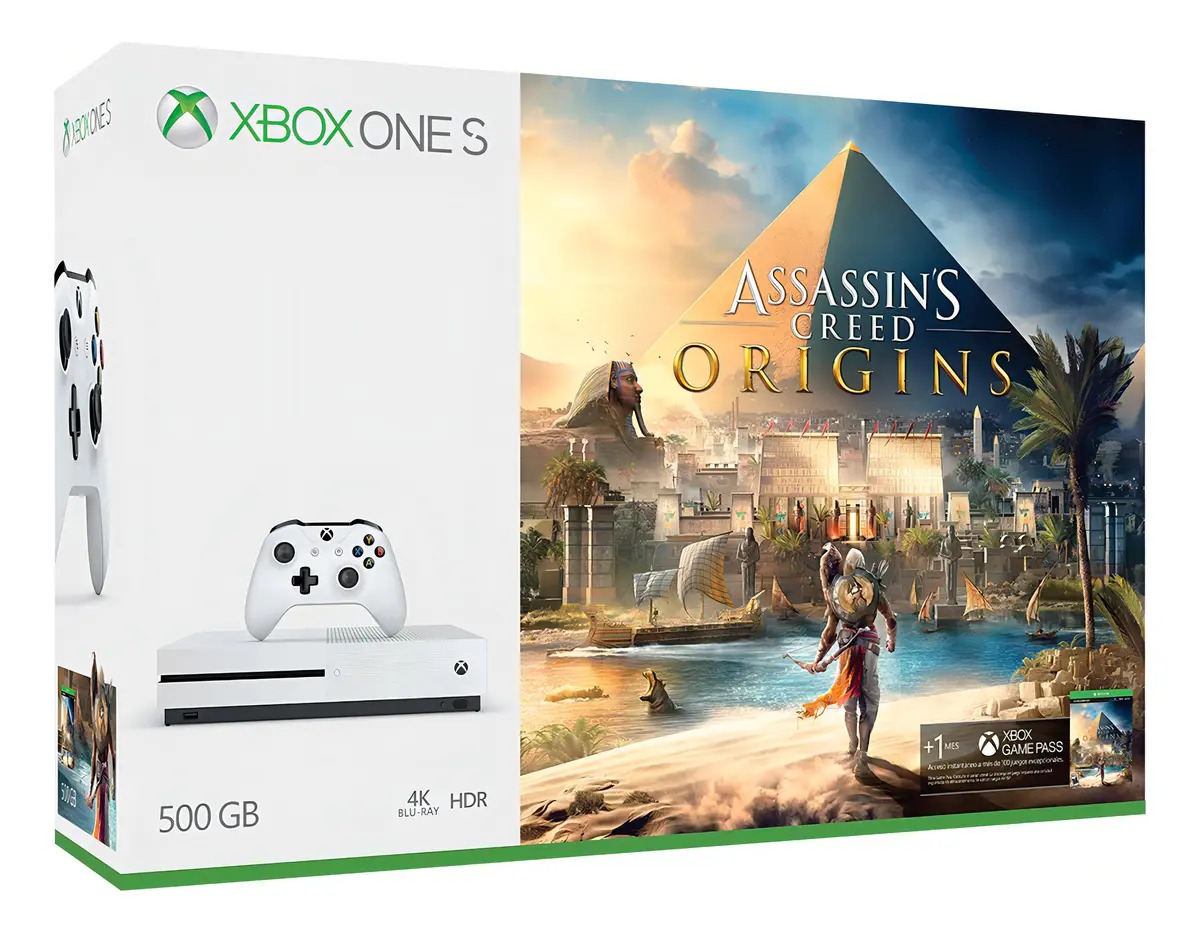 Console Xbox One S de 500 GB e jogo Assassin's Creed Origins - Edição em pacote