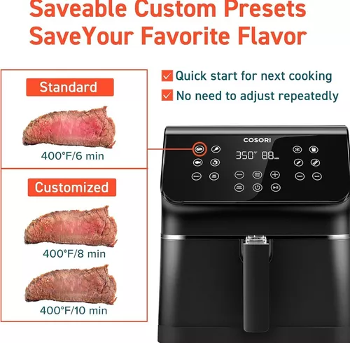 Cosori Air Fryer Pro (100 recetas), personalizable 10 presets