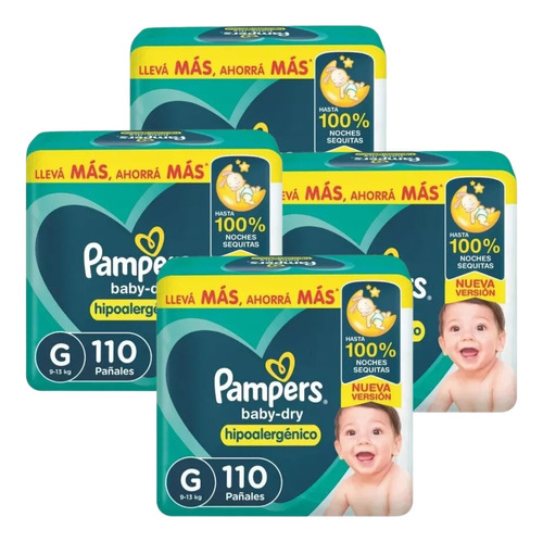 4un Pañales Pampers Baby-dry  G 110 u