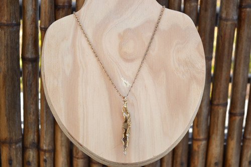 Imagen 4 de 4 de Collar Jardin, Hoja En Bronce, Joyeria Botanica, Cod1