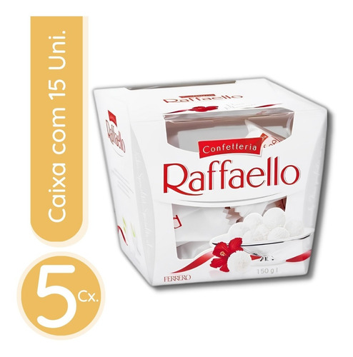 Bombom Raffaello - 5 Caixas Com 15 Bombons Cada