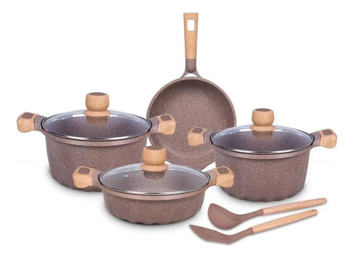 Set De Ollas De Granito, Roca Volcánica100% Ecológico 9pcs 