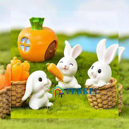 Fe 7 Piezas De Muñecas De Conejo En Miniatura De Jardín De