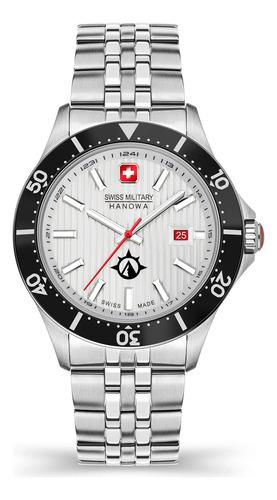 Reloj Swiss Military Smwgh2100601 Para Hombre Cristal Zafiro Color De La Malla Plateado Color Del Bisel Negro Color Del Fondo Plateado