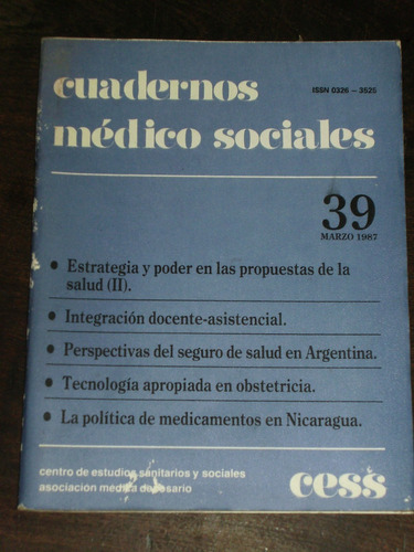 Cuadernos Médico Sociales N° 39 - Varios Autores