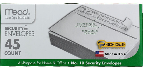 Sobres De Seguridad Mead Press-it Seal-it No.10, 4.125 X 9.5