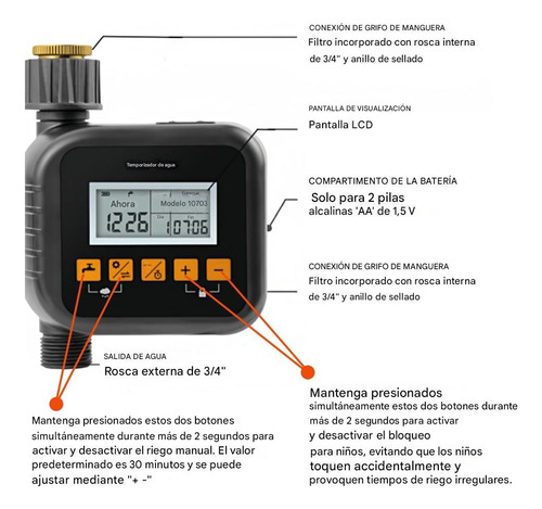 Programador Riego Automatico Timer Digital Con Sensor Lluvia