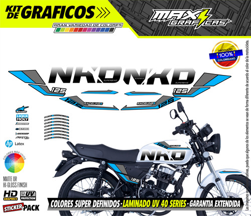 Calcomanias Nkd 125 Raceline Azul Fuccia 