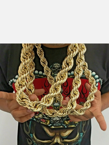 Cadena Collar Hiphop Cubana Oro Dorada Largo 76cms Ver Groso