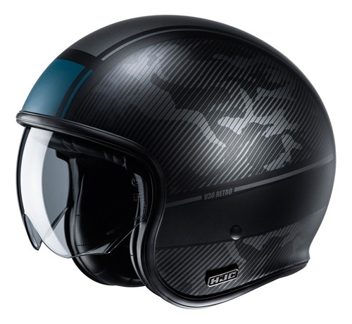 Casco Abierto Hjc V30 Fibra C/visor Graficas Moto Delta