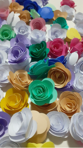 Rosas En Cartulina 1.5 Cms De Diametro Colores Surtidos X100