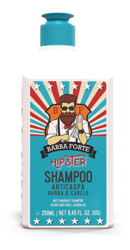 Shampoo Anticaspa Hipster 250ml Reduz Oleosidade Barba Forte