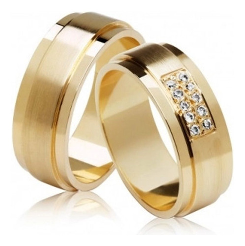 Par Alianças De Ouro 18k Retas De 6mm 10 Moissanitas Com 12g