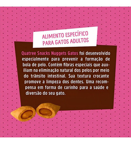 Petisco Quatree Snack Bola De Pelo Gato Salmão 60g Kit 10un