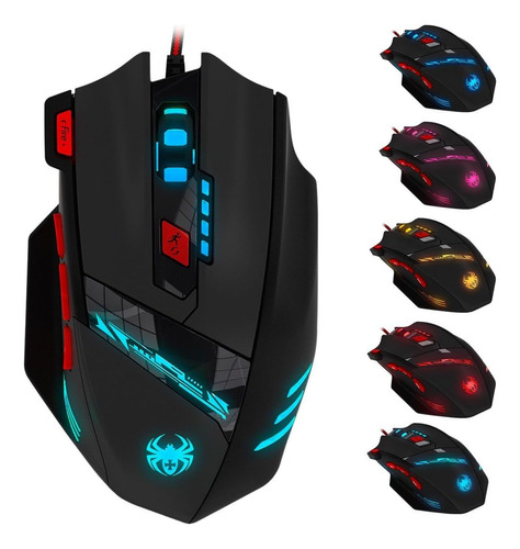 Mouse Gamer Zelotes  T90 Mouse Com Fio Óptico 3d- Weibo Negro