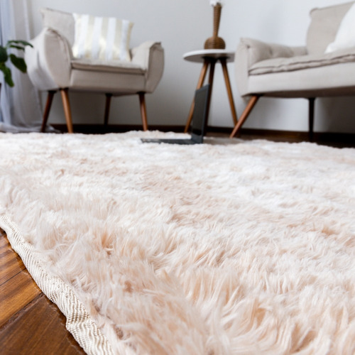 Alfombra de salón Luxury Furry, 200 x 240 cm, color beige