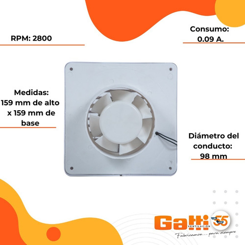 Extractor De Aire Baño 4 10 Cm Línea Eonómica Gatti Vent.