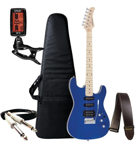 Kit Guitarra Strinberg Sgs180 Elétrica Sgs Series Acessórios Cor Transparent Blue