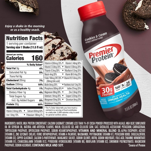 Premier Protein - Batido De Proteína Sabor A Galletas Y Crem