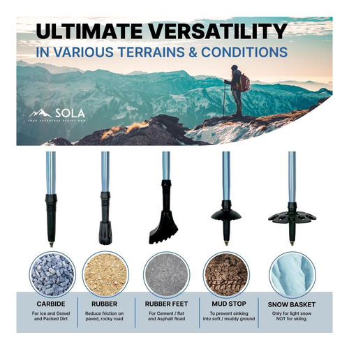 Polos De Trekking De Sola Postes De Senderismo Plegables De