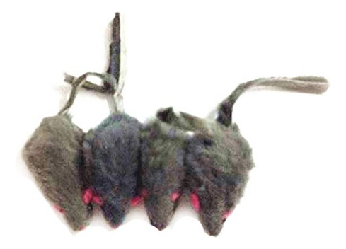 Juguete Gatos Ratones Peludos, Pack 12, Gris