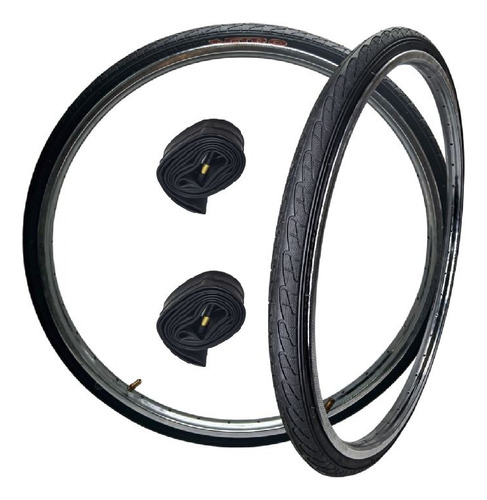 Par Llantas 26 X 1 3/8 Negra + Para Camaras