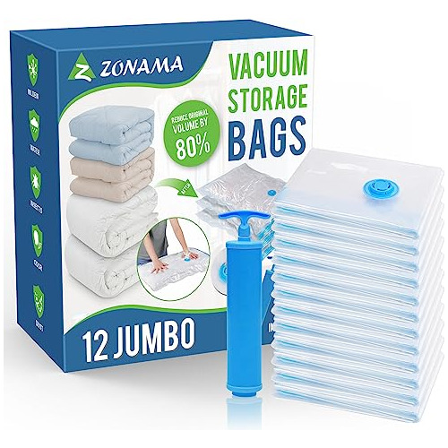 Paquete De 12 Bolsas De Almacenamiento Al Vacío Jumbo,...