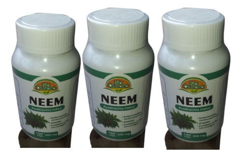 Hojas De Neem 100% Natural En Cápsulas - 3 Frascos 300 Uds. 