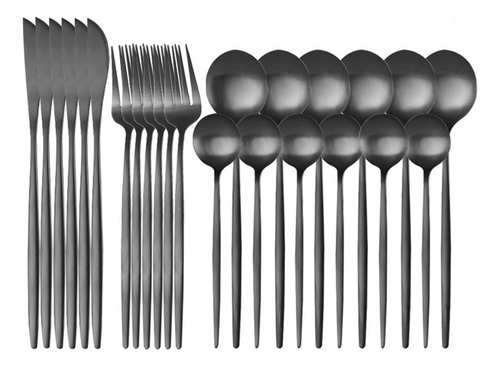Juego De 48 Cubiertos De Acero Inoxidable Negro