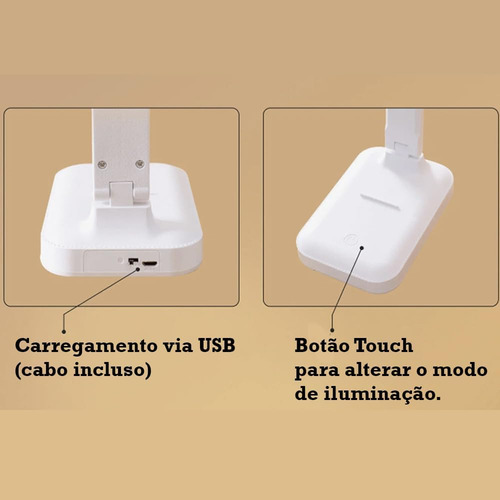 Lámpara De Mesa Táctil Led Recargable Con 3 Niveles De Luz