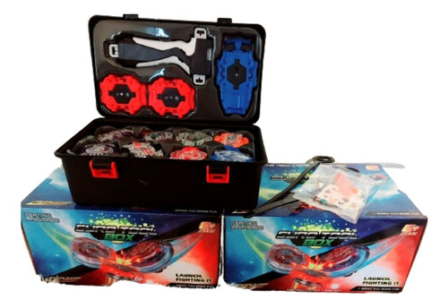 Maleta Bley-blade Super Top 8 Pcs Y Dos Lanzadores Juego 